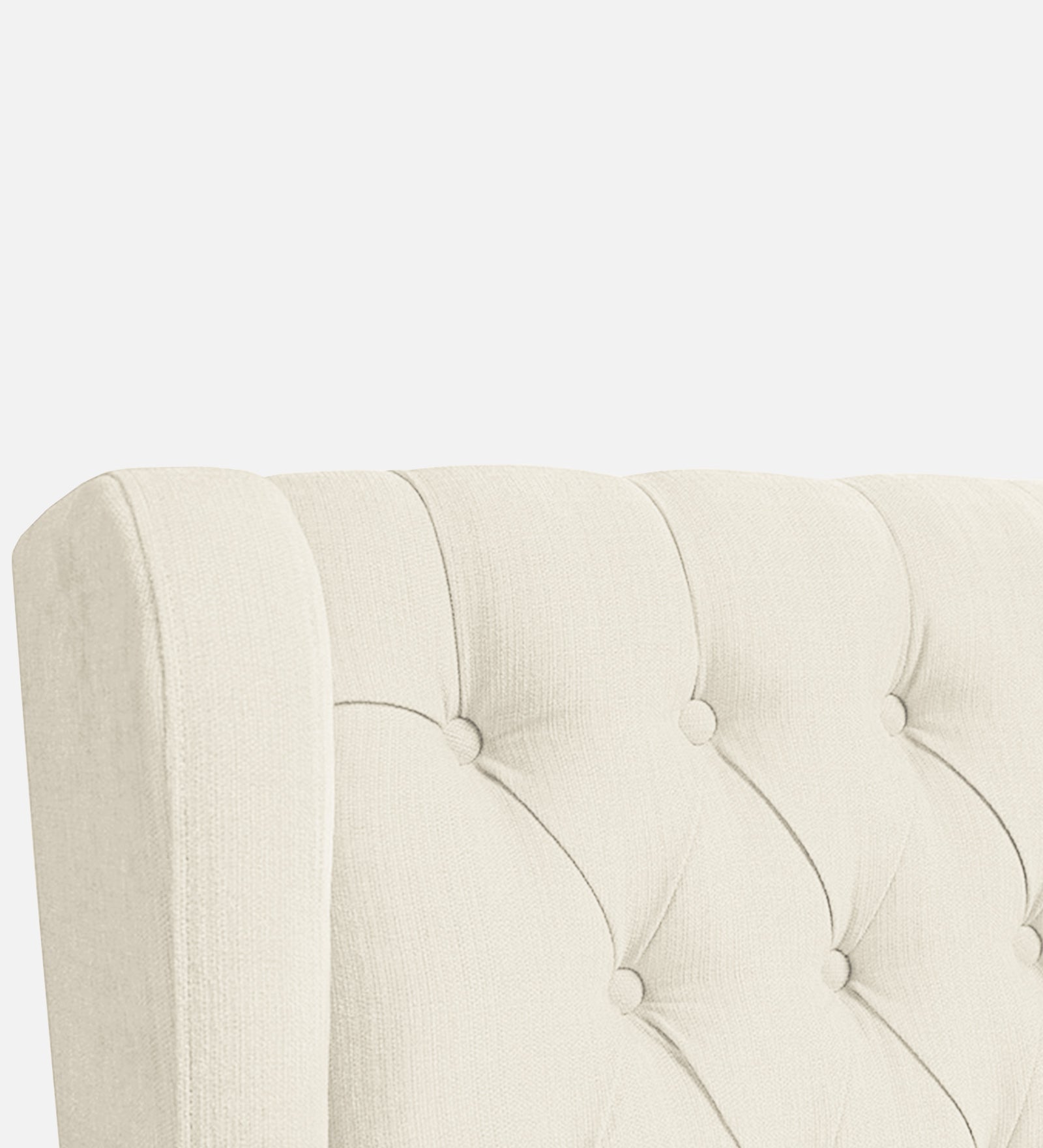 Kuchi Fabric 1 Seater Wing Chair Sofa in Ivory Cream Colour