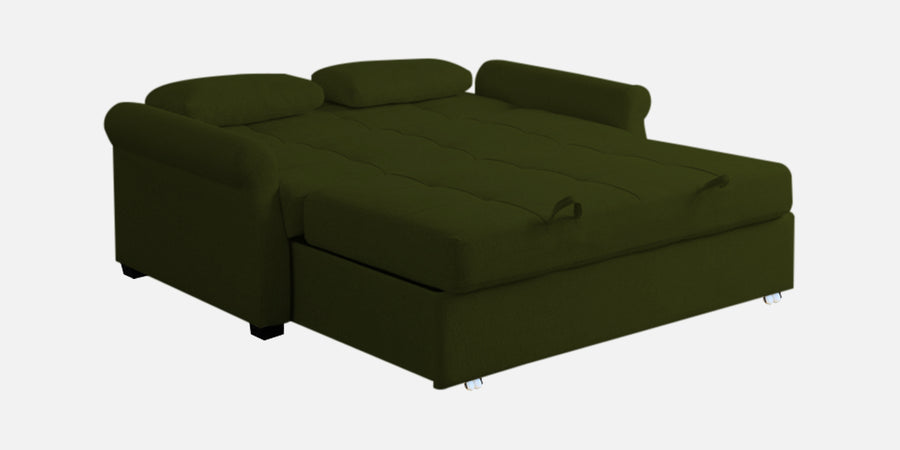 Fornia Fabric 3 Seater Pull Out Sofa Cum Bed In Olive Green Colour - Febonic Living