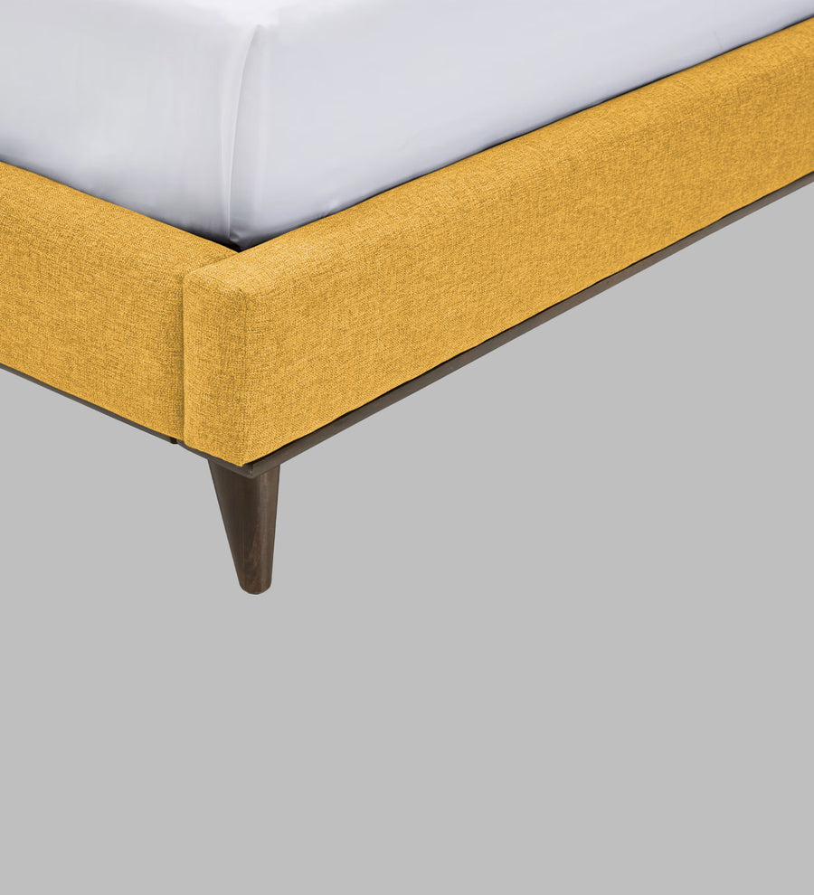 Jasmin Fabric Upholstered Queen Bed In Bold Yellow Colour - Febonic Living