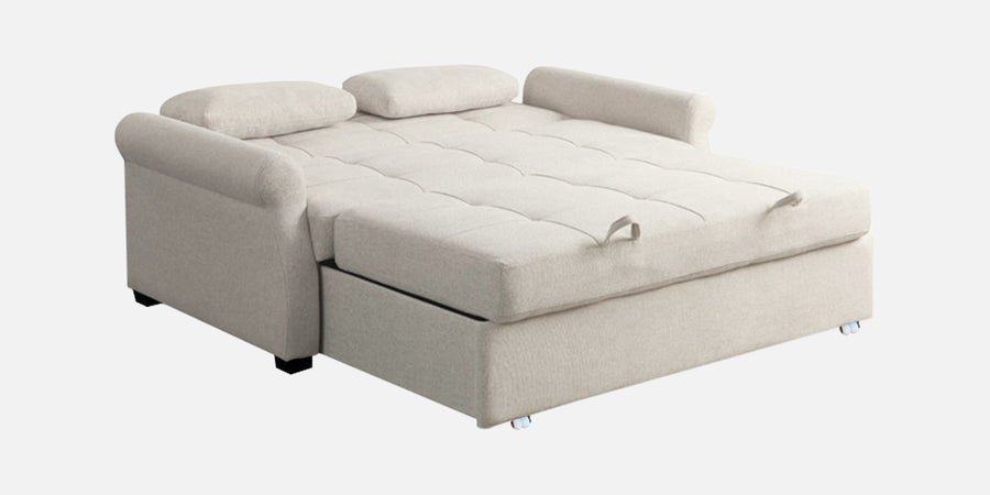 Fornia Fabric 3 Seater Pull Out Sofa Cum Bed In Ivory Cream Colour - Febonic Living