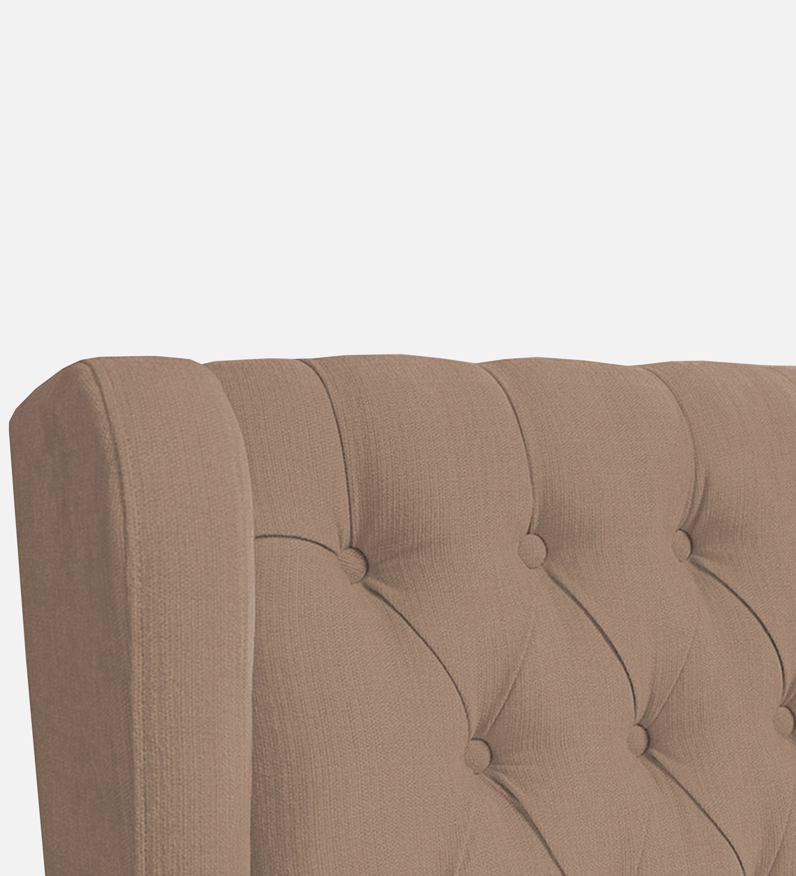 Kuchi Fabric 1 Seater Wing Chair Sofa in Cookie Beige Colour