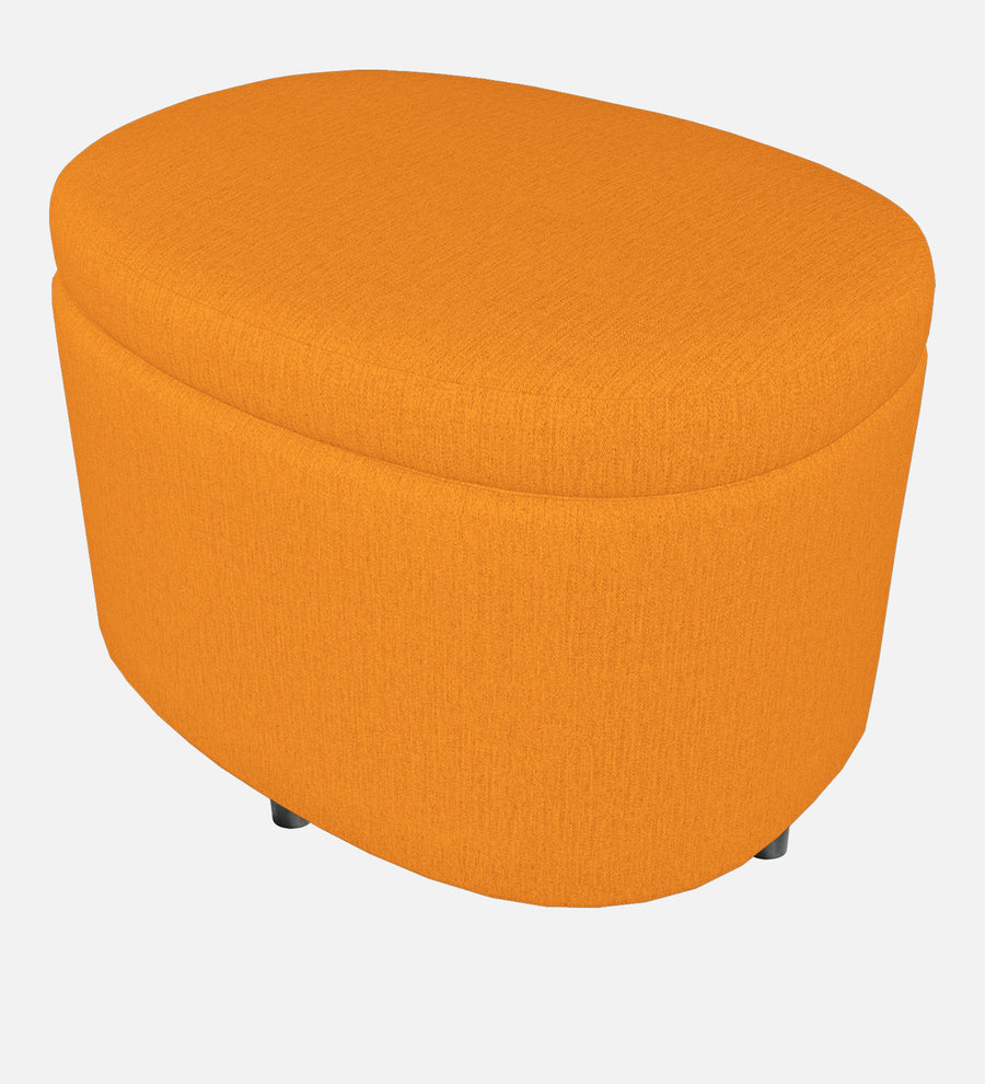 Ruggy Fabric Ottoman In Vivid Orange Colour With Storage - Febonic Living
