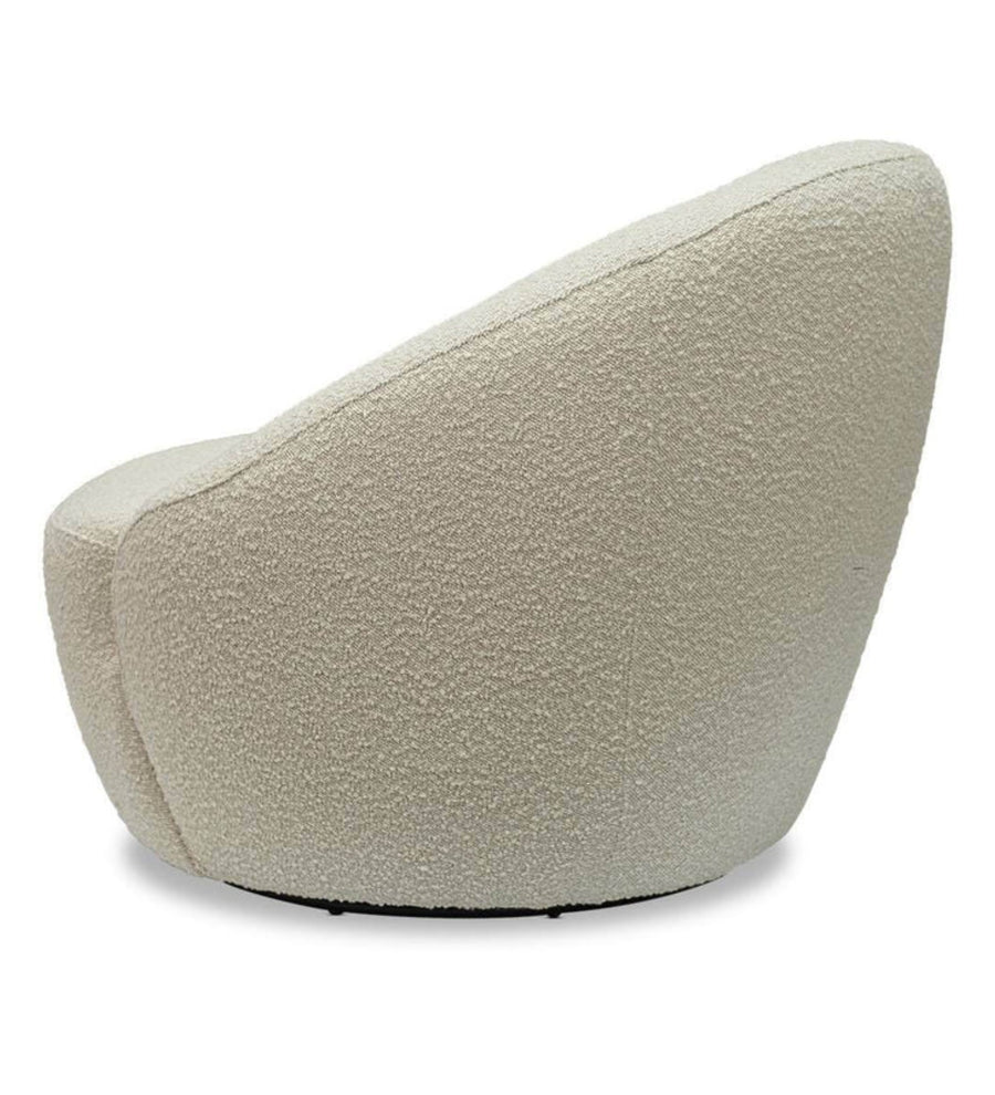 Lily Boucle Fabric Swivel Chair In Shell White Colour - Febonic Living