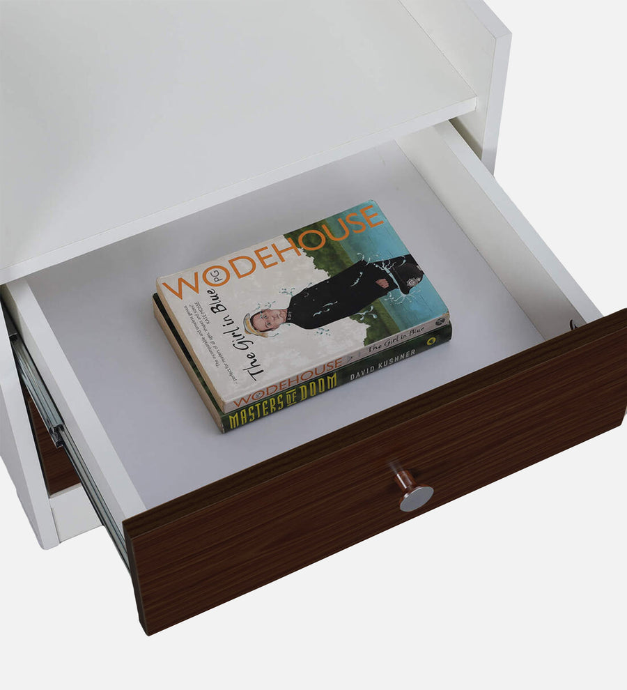 Vexa Bedside Table With Drawer in Dark Walnut & Frosty White Finish - Febonic Living