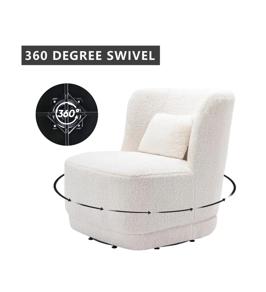 Benny Boucle Fabric Swivel Chair In Shell White Colour - Febonic Living