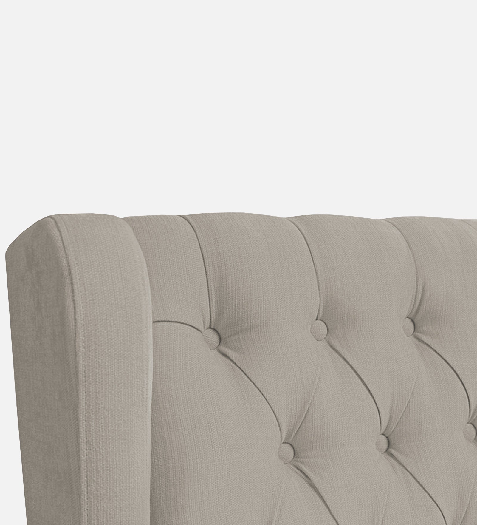 Kuchi Fabric 1 Seater Wing Chair Sofa in Ash Grey Colour