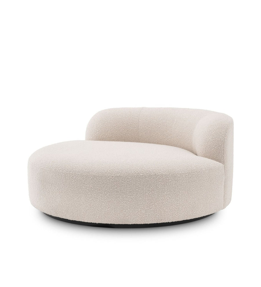 Kavi Boucle Fabric Swivel Chair In Shell White Colour - Febonic Living