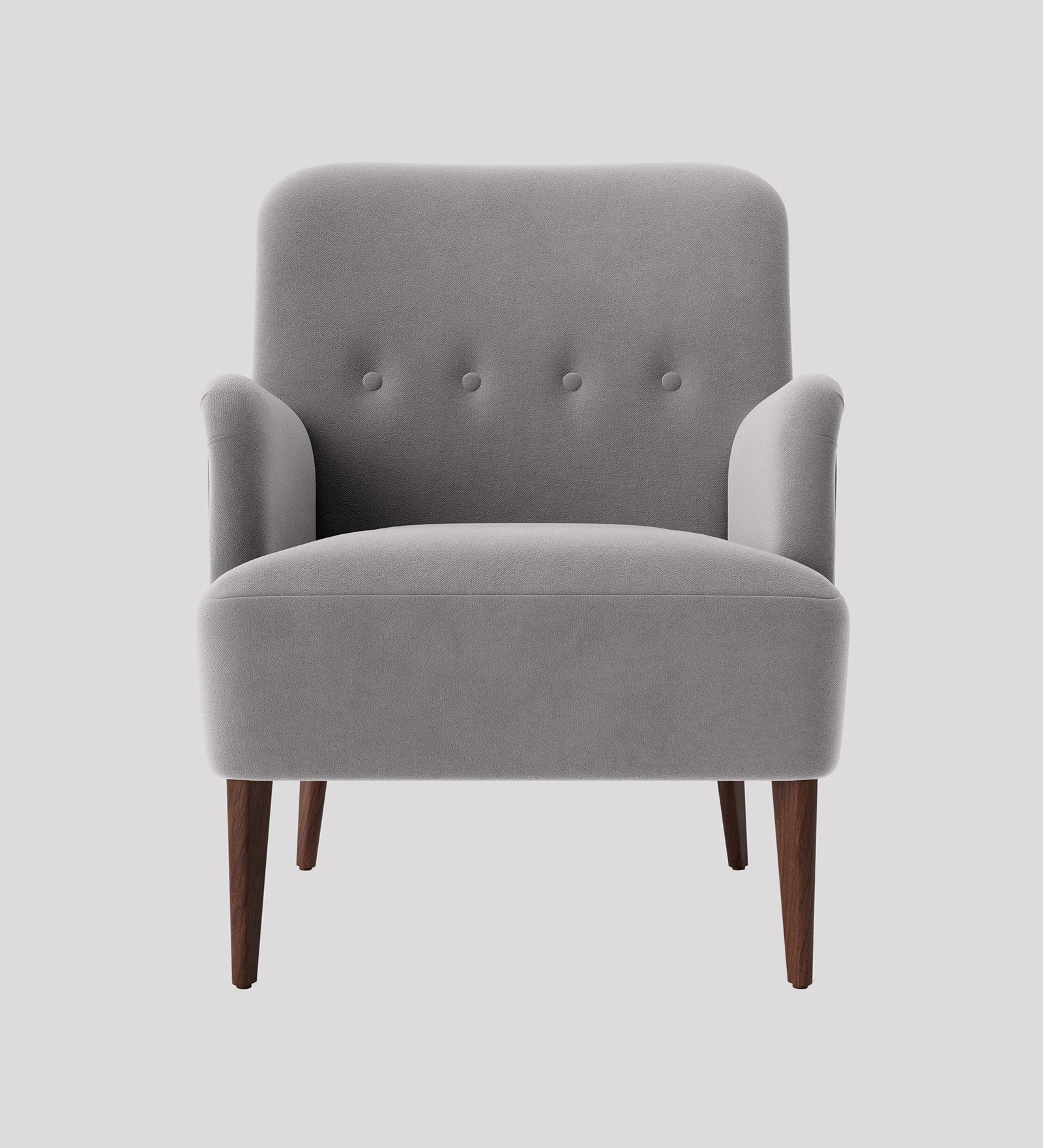 Zews Velvet Fabric 1 Seater Wing Chair in Concrete Grey Colour