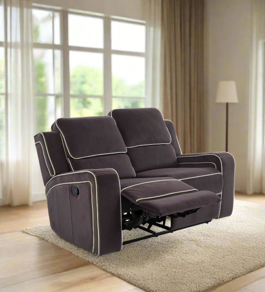 Wave  2 Seater Motorized Velvet Recliner - Mocha Brown by Febonic Living