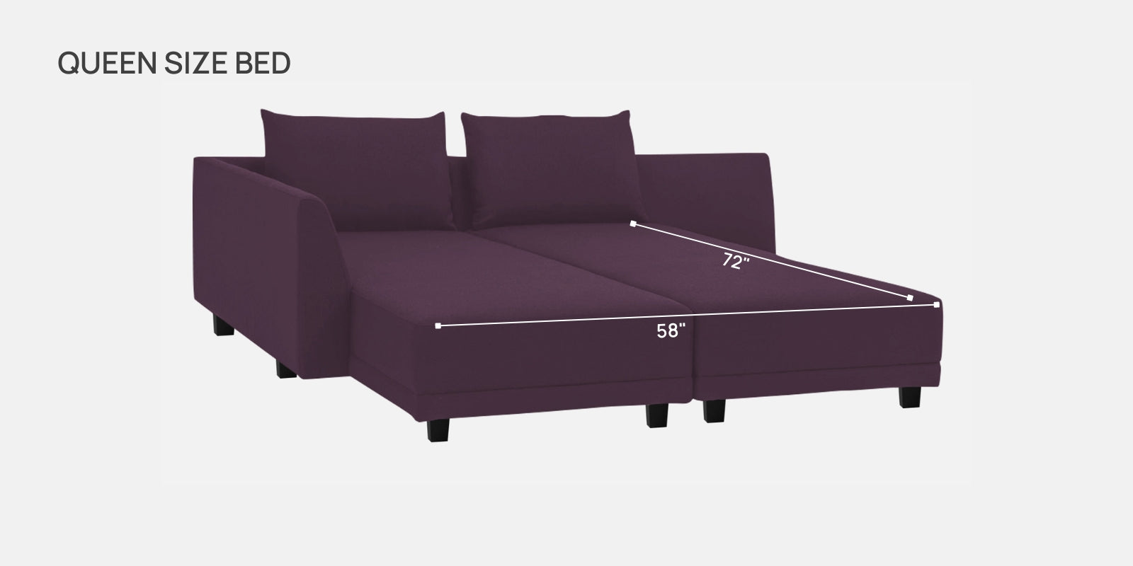 Ira Fabric RHS 6 Seater Sofa Cum Bed In Greek Purple Colour