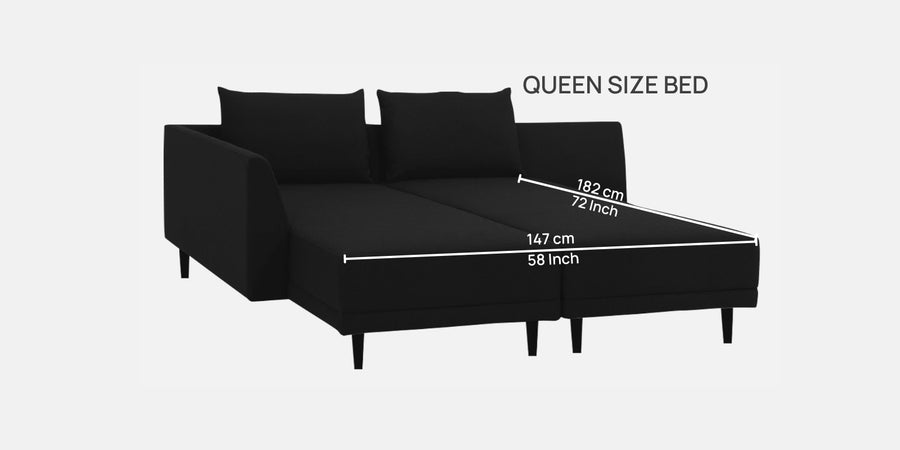 Ira Fabric Rhs 6 Seater Convertible Sofa Cum Bed In Zed Black Colour - Febonic Living