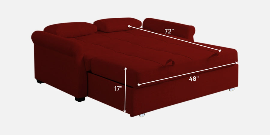 Fornia Fabric 2 Seater Pull Out Sofa Cum Bed In Blood Maroon Colour - Febonic Living