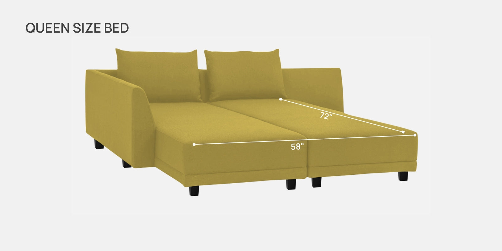 Ira Fabric RHS 6 Seater Sofa Cum Bed In Parrot Green Colour