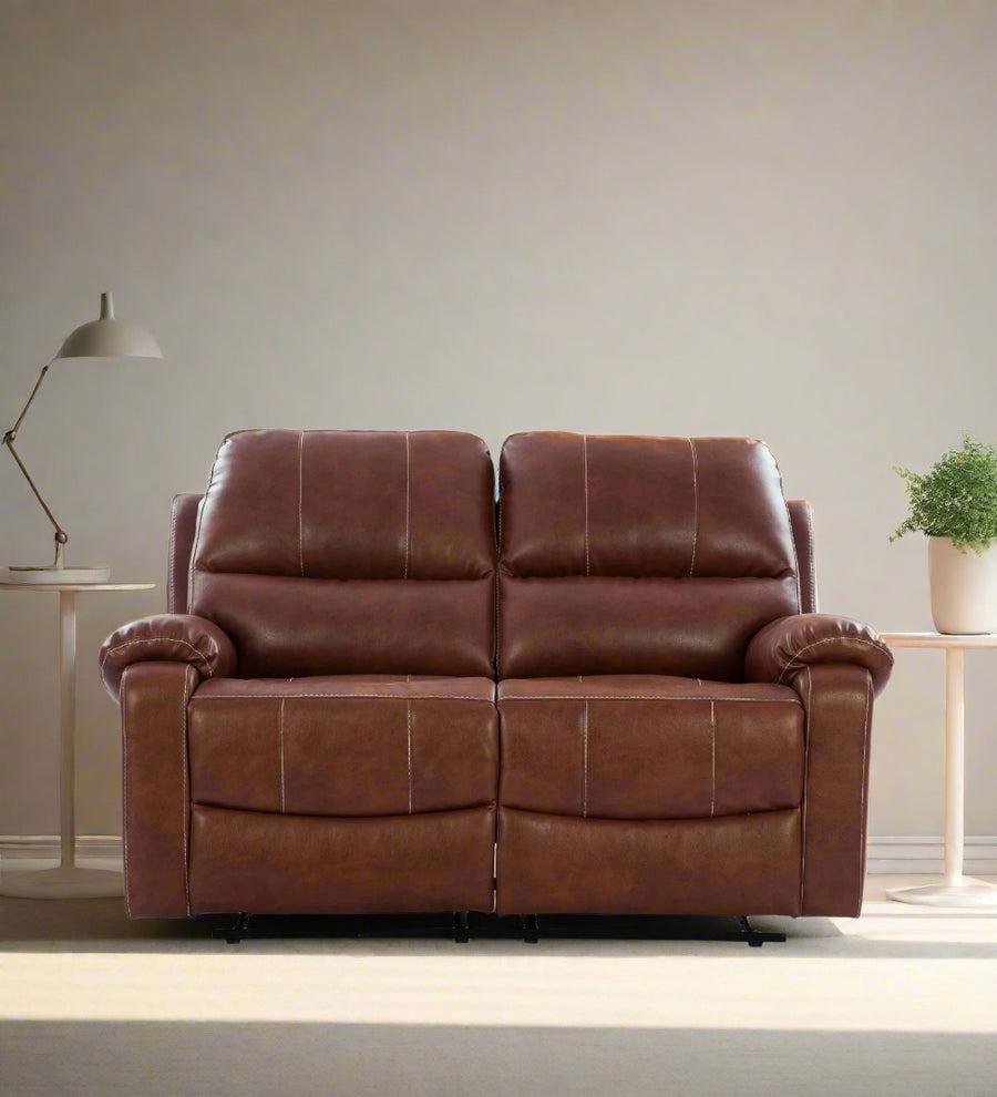 Davis  2 Seater Motorized Leatherette Recliner - Brown by Febonic Living