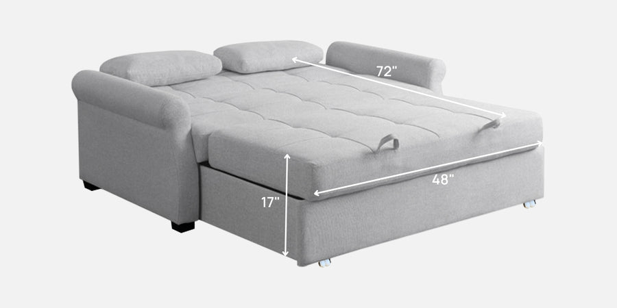 Fornia Fabric 2 Seater Pull Out Sofa Cum Bed In Lit Grey Colour - Febonic Living