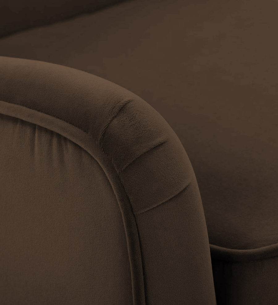Ame Velvet Arm Chair In Cholocate Brown Colour - Febonic Living