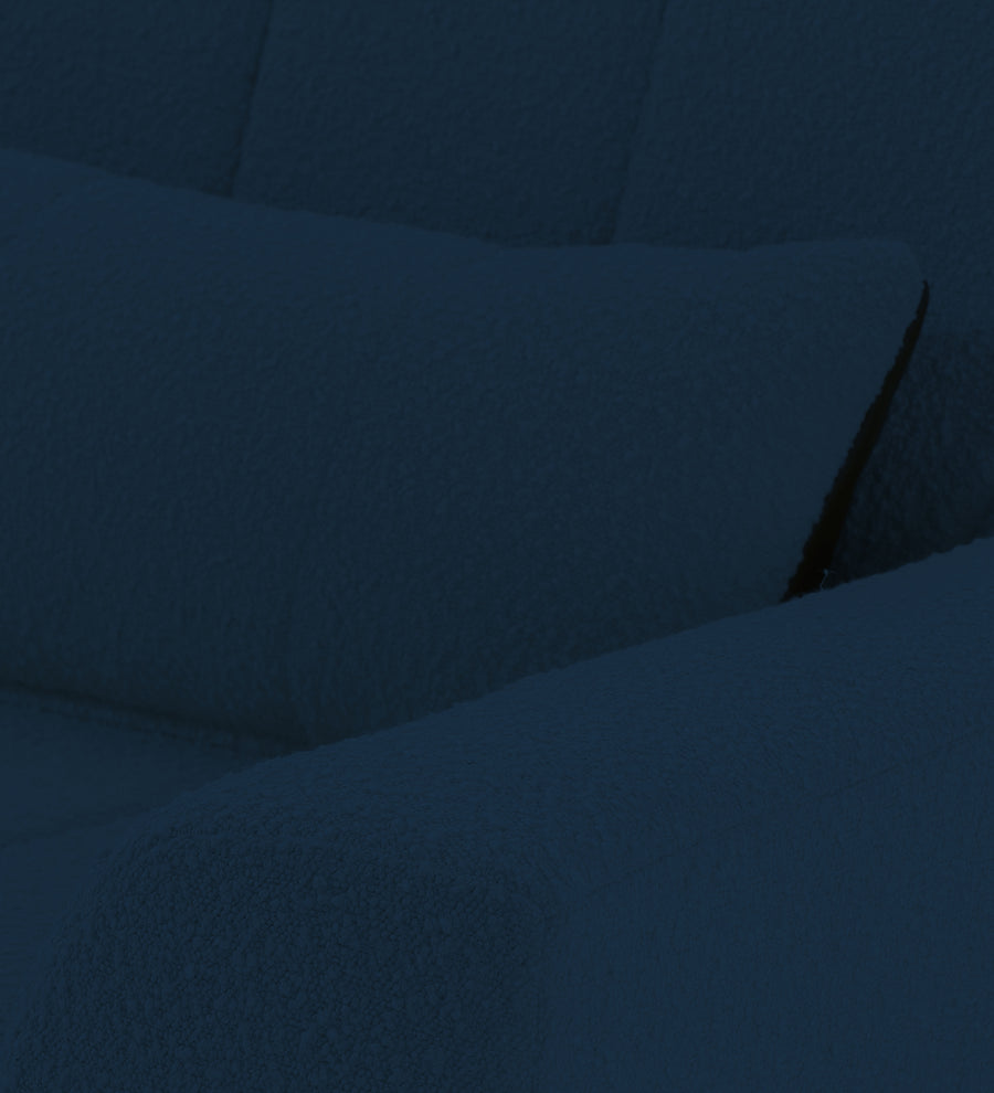 Nesco Boucle Fabric 1 Seater Sofa In Denim Blue Colour - Febonic Living