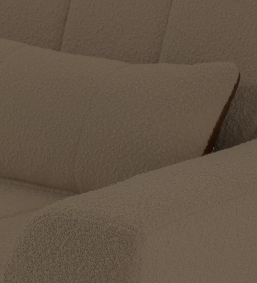 Nesco Boucle Fabric 1 Seater Sofa In Cara Beige Colour - Febonic Living
