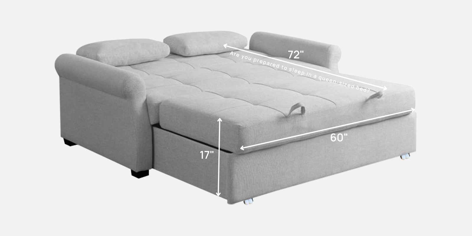 Fornia Fabric 3 Seater Pull Out Sofa Cum Bed In Lit Grey Colour