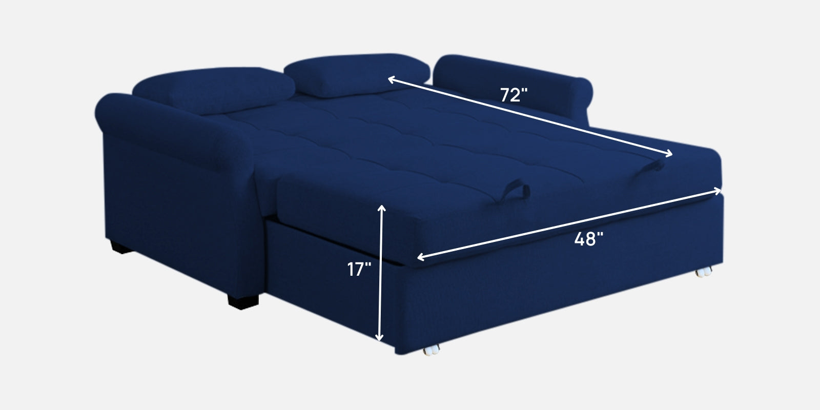 Fornia Fabric 2 Seater Pull Out Sofa Cum Bed In Royal Blue Colour