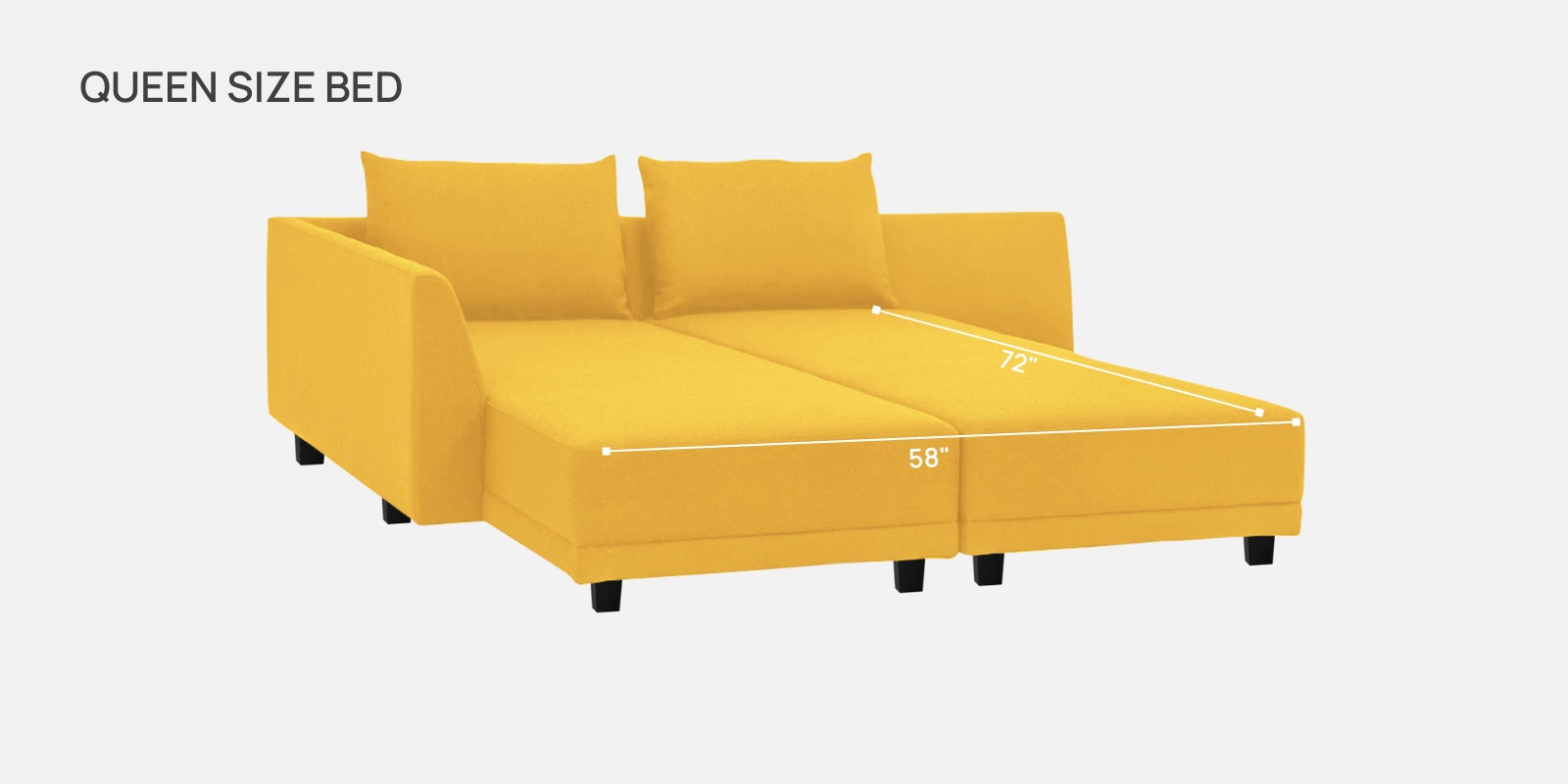 Ira Fabric LHS 6 Seater Sofa Cum Bed In Bold Yellow Colour