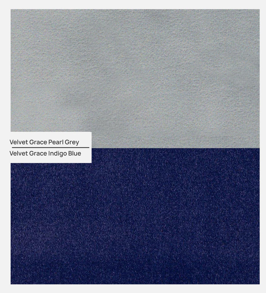 Visky Velvet 1 Seater Sofa In Pearl Grey And Indigo Blue Colour - Febonic Living