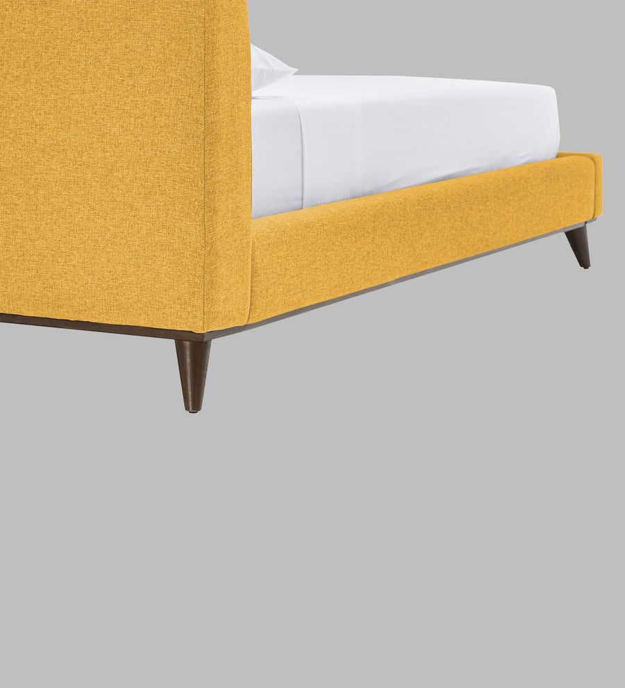 Jasmin Fabric Upholstered Queen Bed In Bold Yellow Colour - Febonic Living