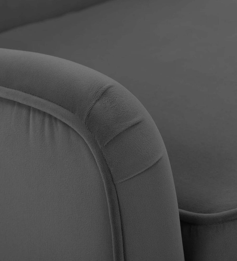 Ame Velvet Arm Chair In Davy Grey Colour - Febonic Living