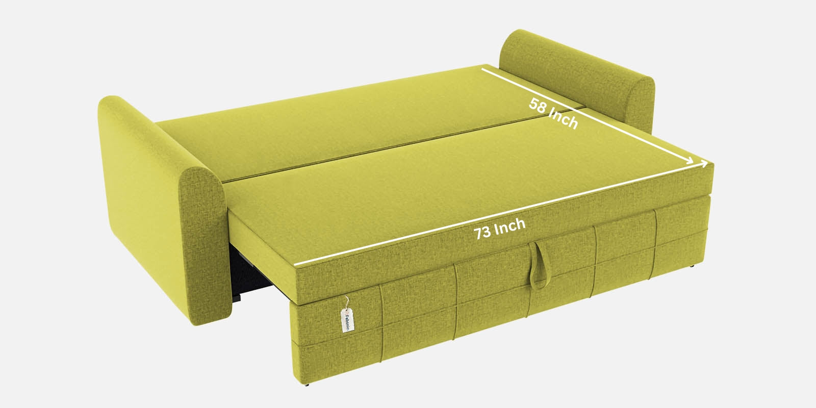 Kolee Fabric 3 Seater Pull Out Sofa Cum Bed In Parrot Green Colour