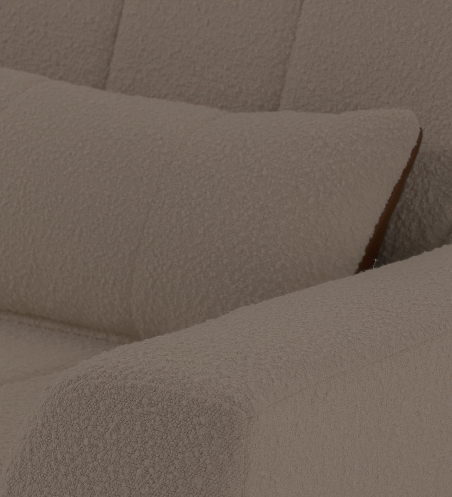 Nesco Boucle Fabric 1 Seater Sofa In Cement Beige Colour - Febonic Living