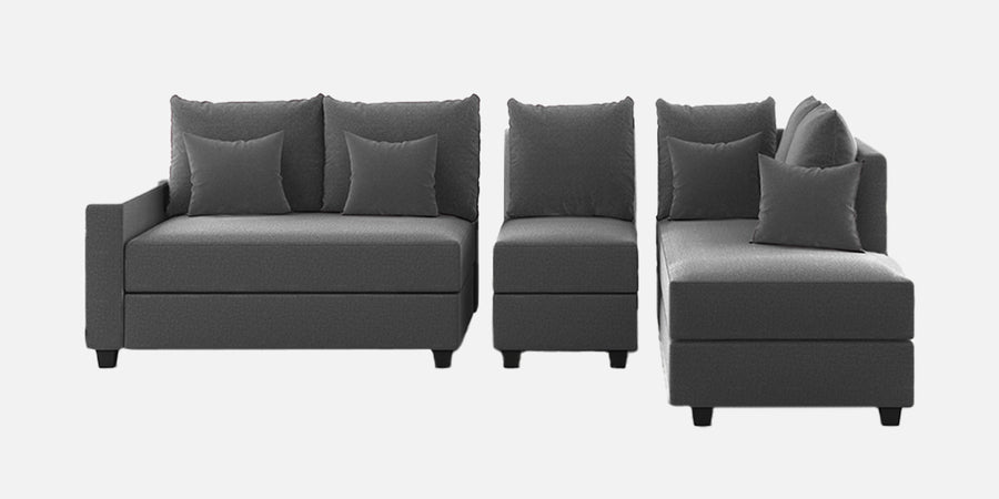 Ginny Fabric Lhs Sectional Sofa 3 Lounger In Charcoal Grey Colour - Febonic Living