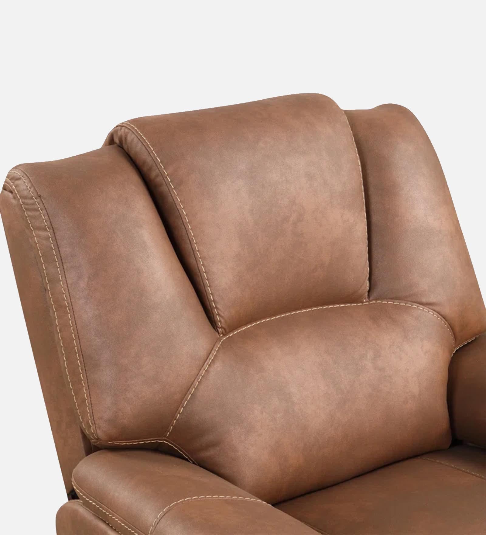 Dolpin Leather Manual 1 Seater Recliner In Clay-Brown Leather Finish