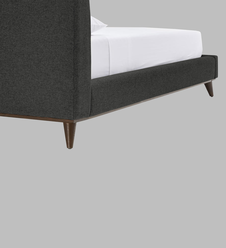 Jasmin Fabric Upholstered Queen Bed In Charcoal Grey Colour - Febonic Living