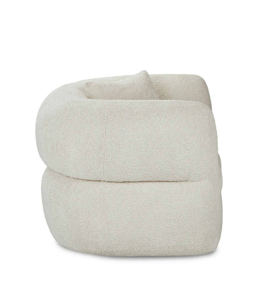 Buster Boucle Fabric Swivel Chair In Shell White Colour - Febonic Living