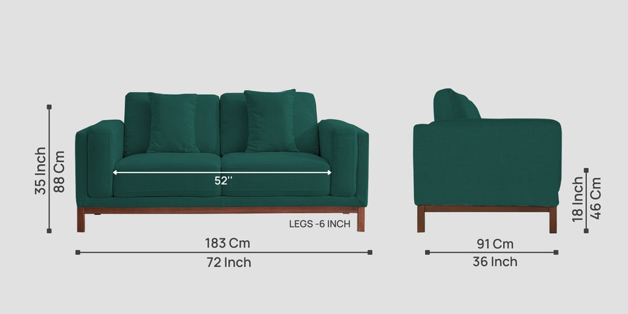 Borry Fabric 2 Seater Sofa In Sage Green Colour - Febonic Living
