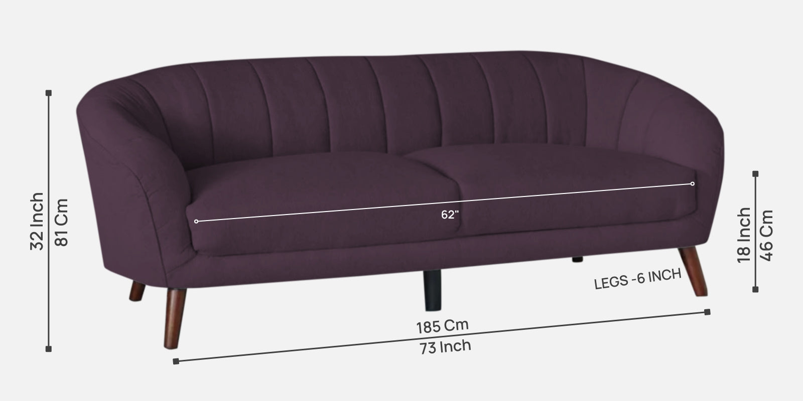 Benjamin Fabric 3 Seater Sofa in Greek Purple Colour