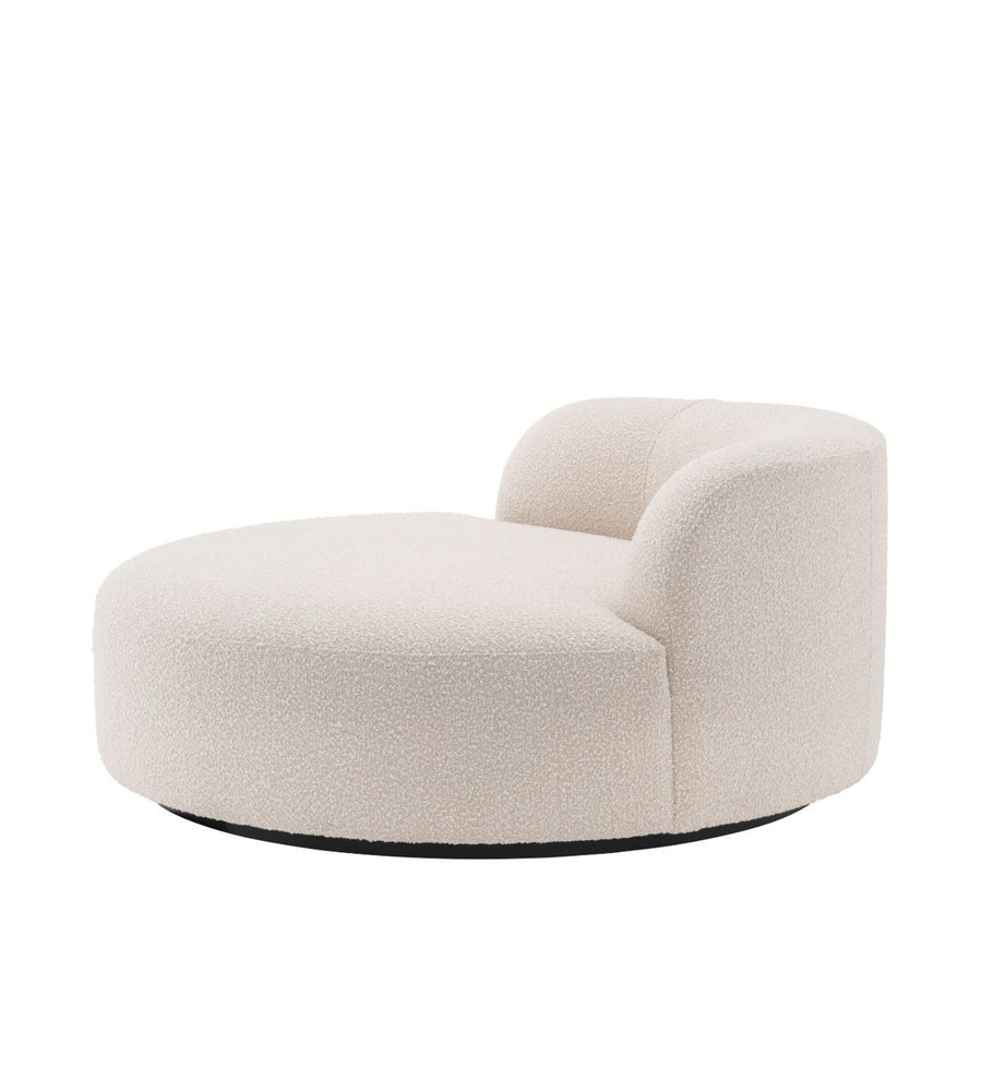 Kavi Boucle Fabric Swivel Chair In Shell White Colour - Febonic Living