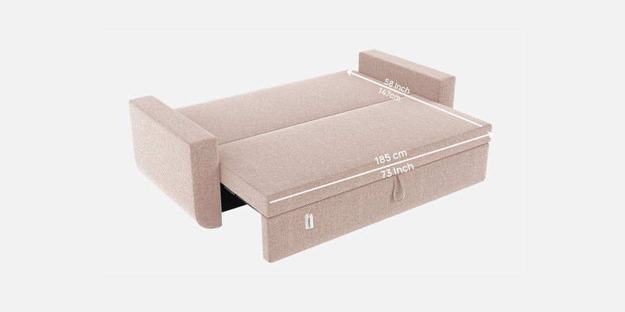 Grace Fabric 3 Seater Pull Out Sofa Cum Bed In Woom Beige Colour With Storage - Febonic Living
