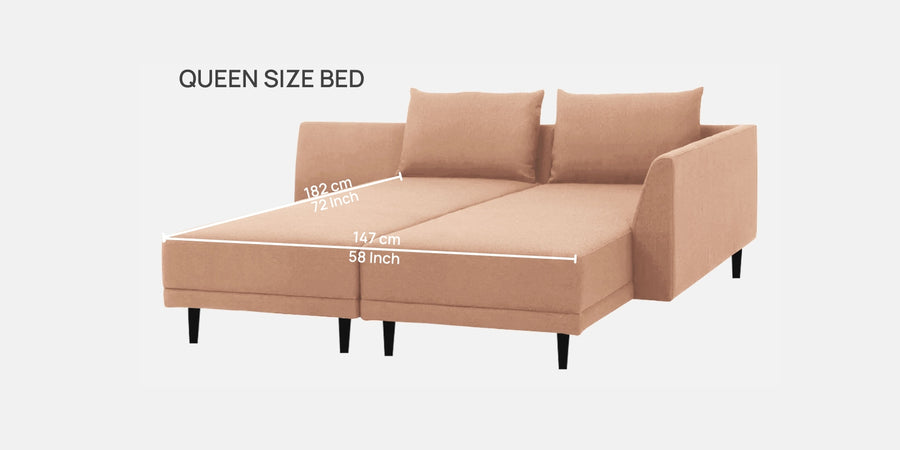 Ira Fabric Lhs 6 Seater Convertible Sofa Cum Bed In Cosmic Beige Colour - Febonic Living