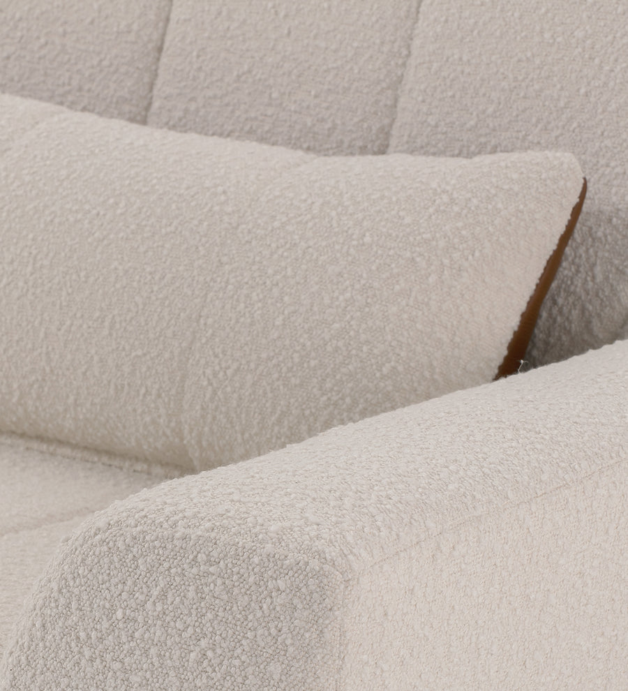 Nesco Boucle Fabric 1 Seater Sofa In Bright White Colour - Febonic Living