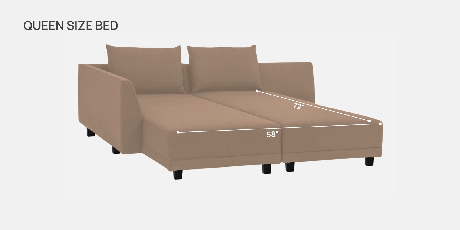 Ira Fabric LHS 6 Seater Sofa Cum Bed In Cookie Beige Colour