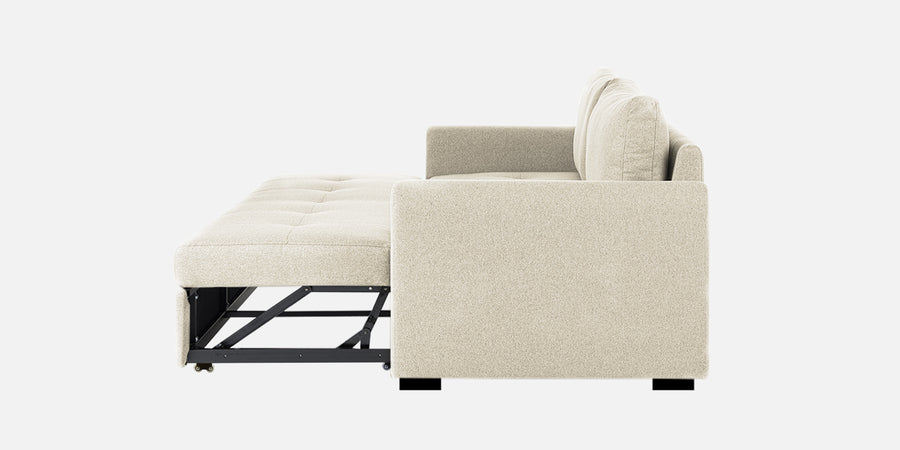 Sigma Fabric 3 Seater Pull Out Sofa Cum Bed In Ivory Cream Colour - Febonic Living