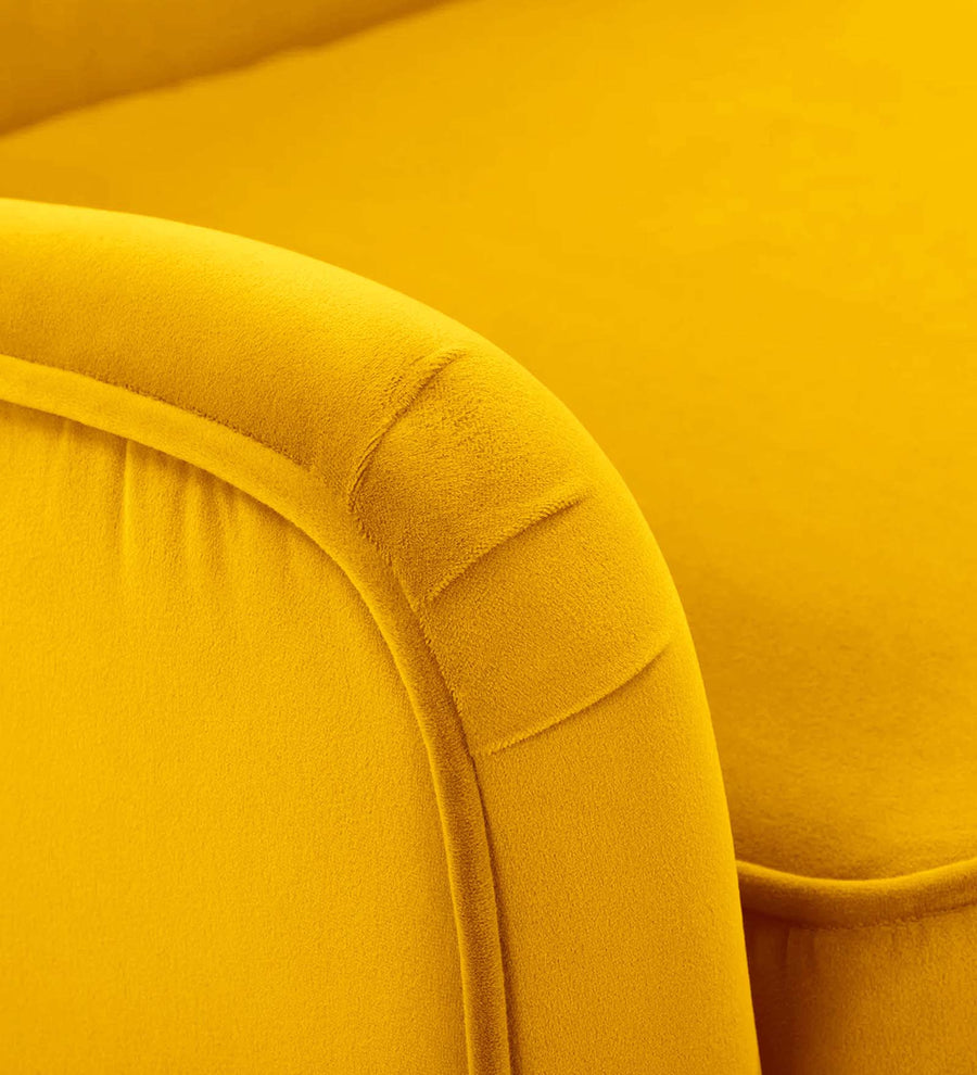 Ame Velvet Arm Chair In Turmeric Yellow Colour - Febonic Living