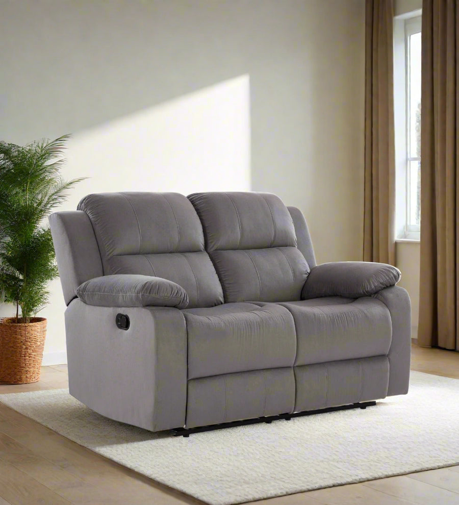 Newton  2 Seater Motorized Velvet Recliner - Concrete Grey by Febonic Living