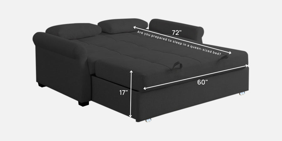 Fornia Fabric 3 Seater Pull Out Sofa Cum Bed In Charcoal Grey Colour - Febonic Living