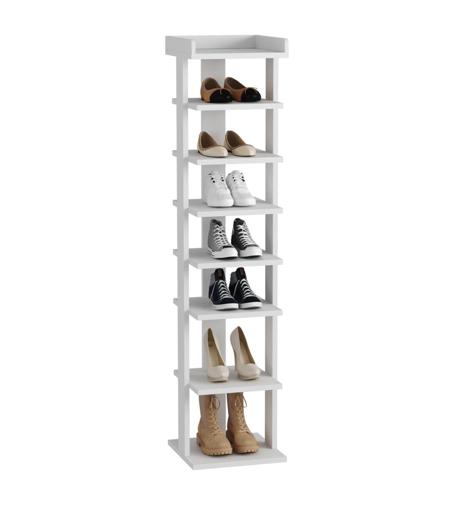 Taila Shoe Rack in Frosty White & Wenge Finish