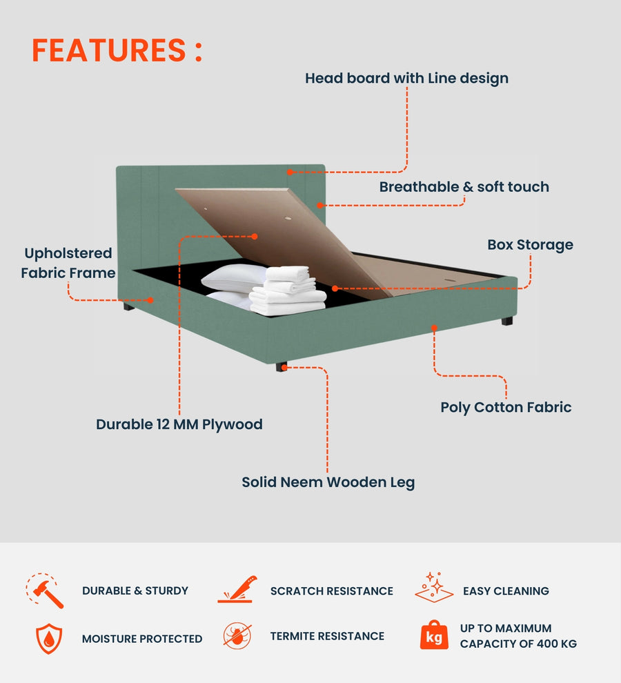 Asyra Velvet Upholstered King Size Bed In Davy Grey Colour With Box Storage - Febonic Living