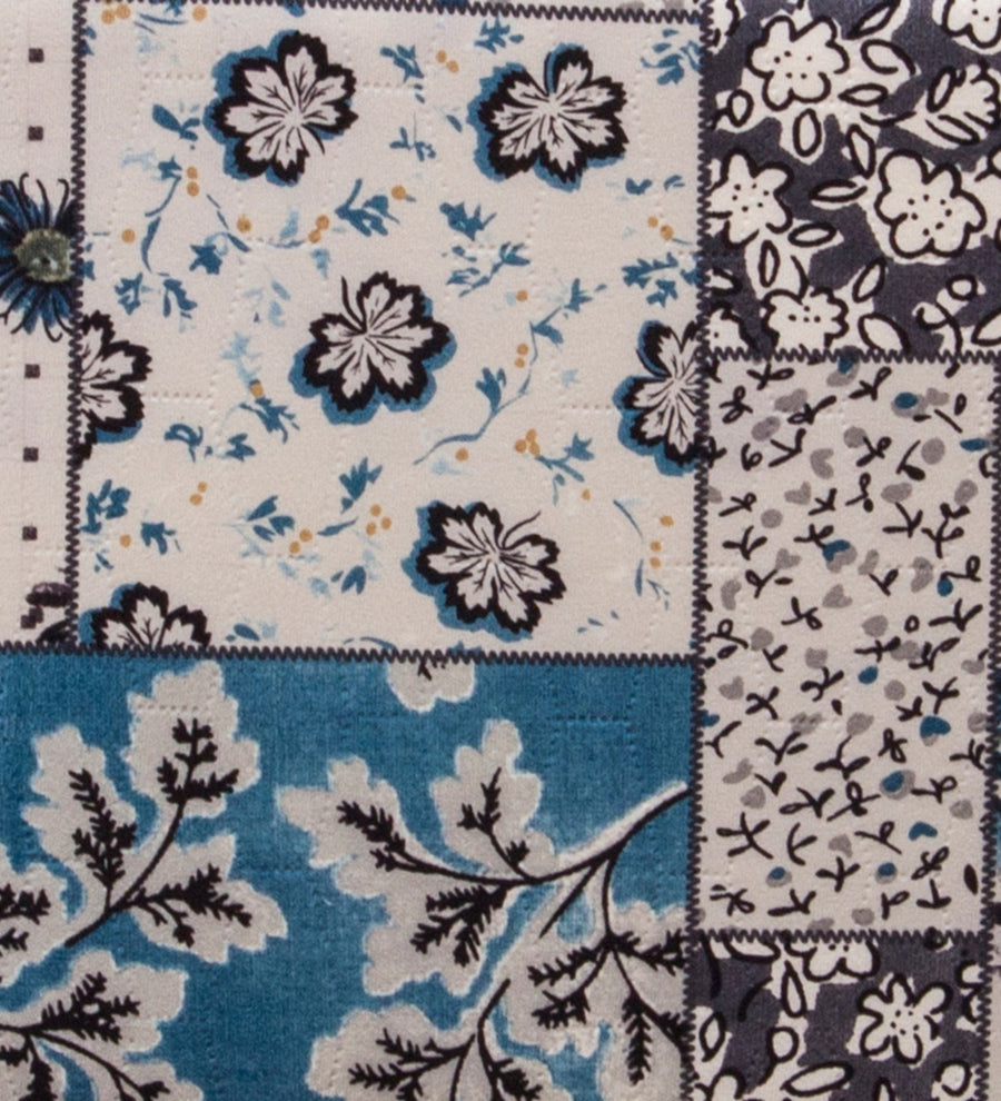 Marco Printed Fabric Arm Chair In White And Blue Colour - Febonic Living