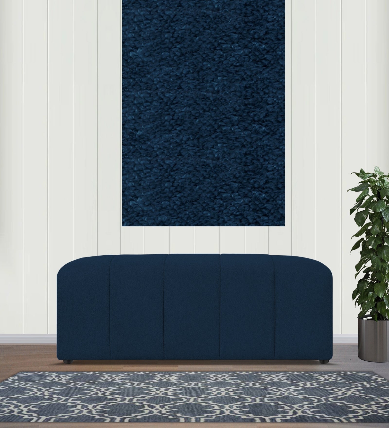 Boucle Poly Cotton Fur Fabric Danim Blue Colour