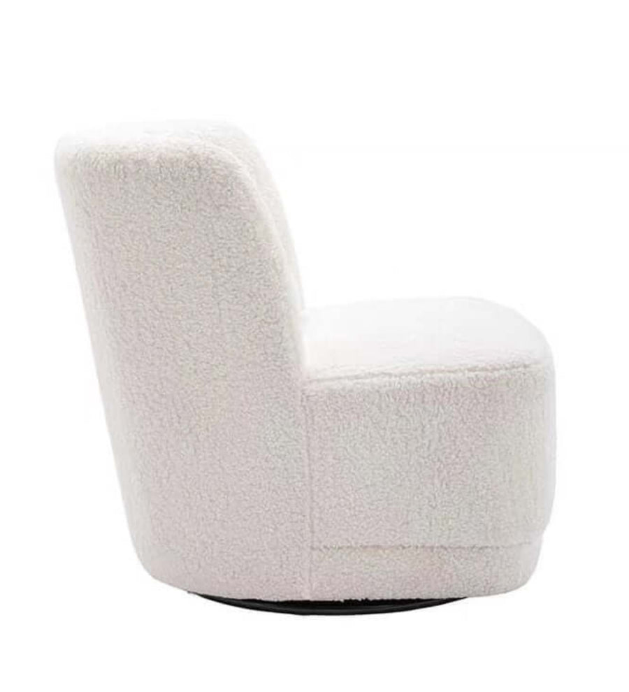 Benny Boucle Fabric Swivel Chair In Shell White Colour - Febonic Living